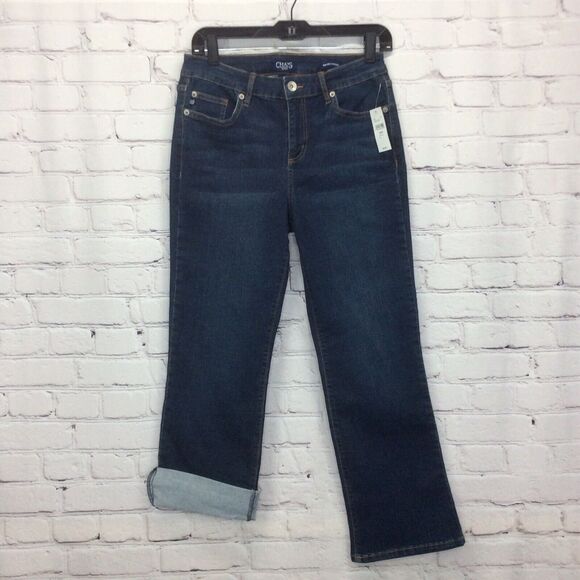Ralph Lauren Chaps Jeans Women's Size 8/29 Mid Rise Crop Kick ‘Verona’ Dark Wash - Picture 2 of 10